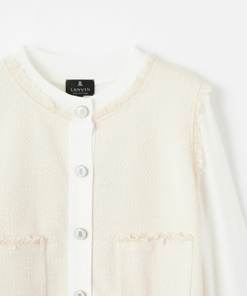 LANVIN COLLECTION / ランバン コレクション テーラードジャケット | シルク混ツイード切替ニットジャケット | 詳細2