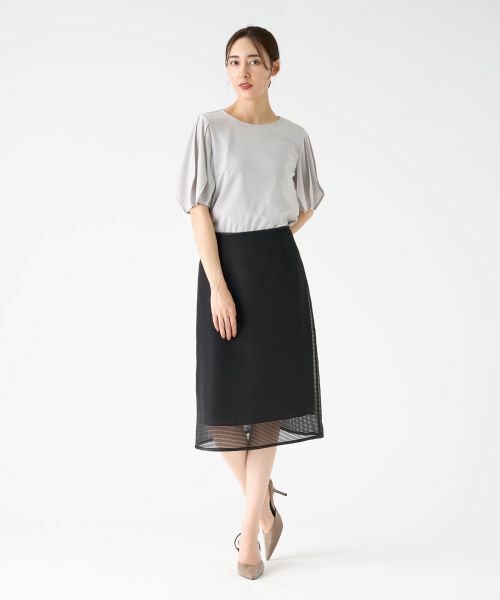 LANVIN COLLECTION / ランバン コレクション ロング・マキシ丈スカート | シアーボーダースカート | 詳細4