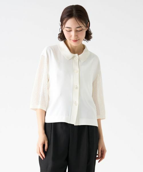 LANVIN COLLECTION / ランバン コレクション カットソー | ニットスリーブサテンシャツ | 詳細5