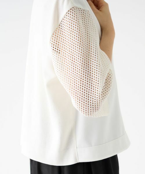 LANVIN COLLECTION / ランバン コレクション カットソー | ニットスリーブサテンシャツ | 詳細7