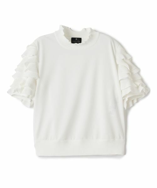 LANVIN COLLECTION / ランバン コレクション カットソー | フリルスリーブドッキングカットソー（オフホワイト）