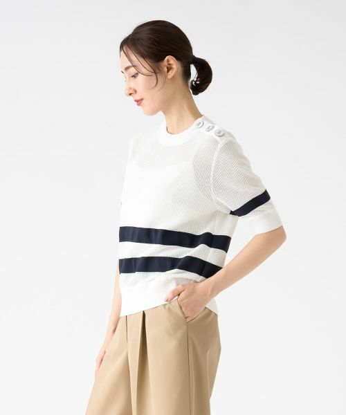 LANVIN COLLECTION / ランバン コレクション ニット・セーター | メッシュボーダーニット | 詳細10