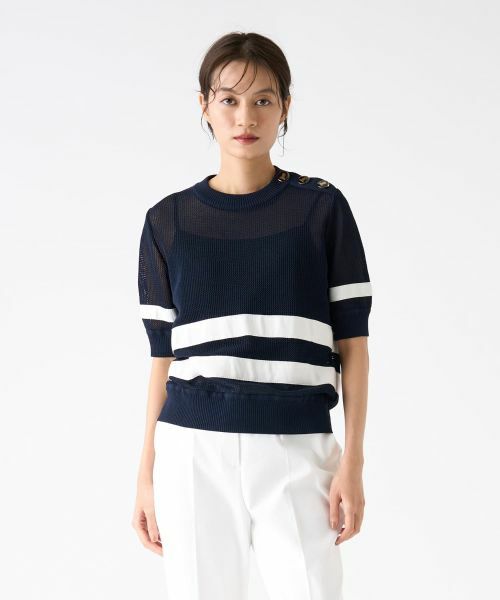 LANVIN COLLECTION / ランバン コレクション ニット・セーター | メッシュボーダーニット | 詳細5