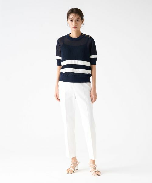 LANVIN COLLECTION / ランバン コレクション ニット・セーター | メッシュボーダーニット | 詳細6