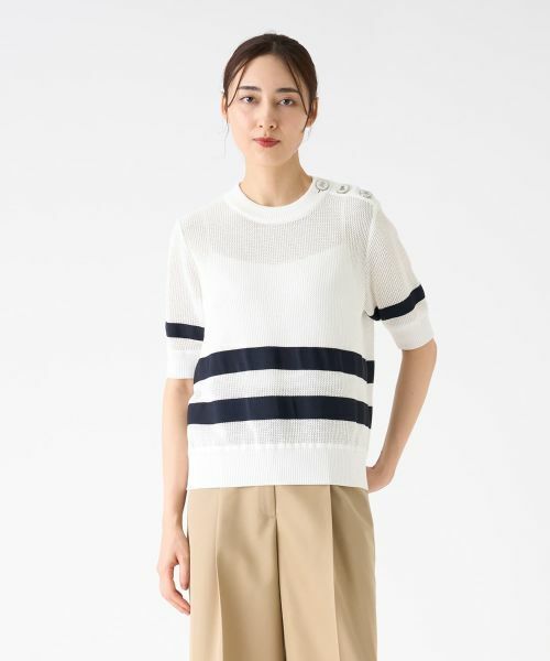 LANVIN COLLECTION / ランバン コレクション ニット・セーター | メッシュボーダーニット | 詳細9