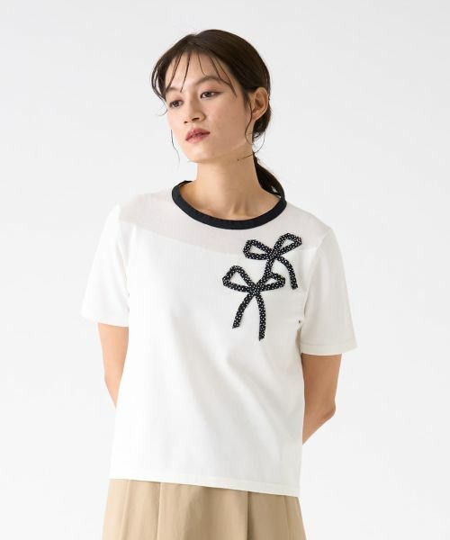 LANVIN COLLECTION / ランバン コレクション ニット・セーター | リボンモチーフパイピングニット | 詳細1