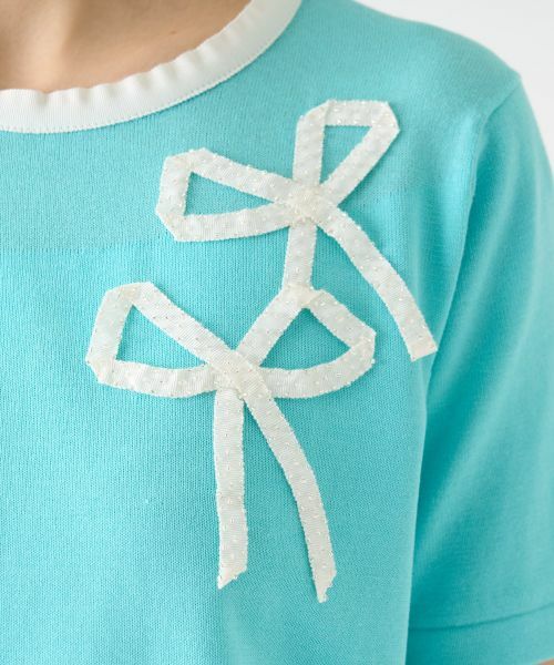 LANVIN COLLECTION / ランバン コレクション ニット・セーター | リボンモチーフパイピングニット | 詳細13