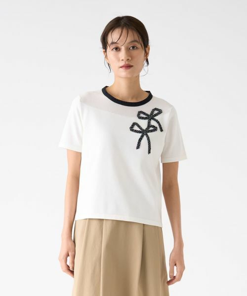 LANVIN COLLECTION / ランバン コレクション ニット・セーター | リボンモチーフパイピングニット | 詳細5