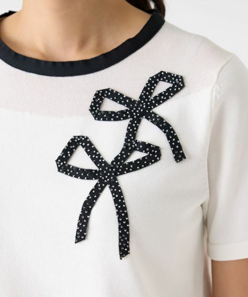 LANVIN COLLECTION / ランバン コレクション ニット・セーター | リボンモチーフパイピングニット | 詳細7