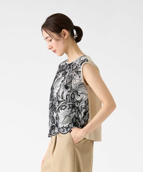 LANVIN COLLECTION / ランバン コレクション ニット・セーター | エンブロイダリードッキングニット | 詳細9