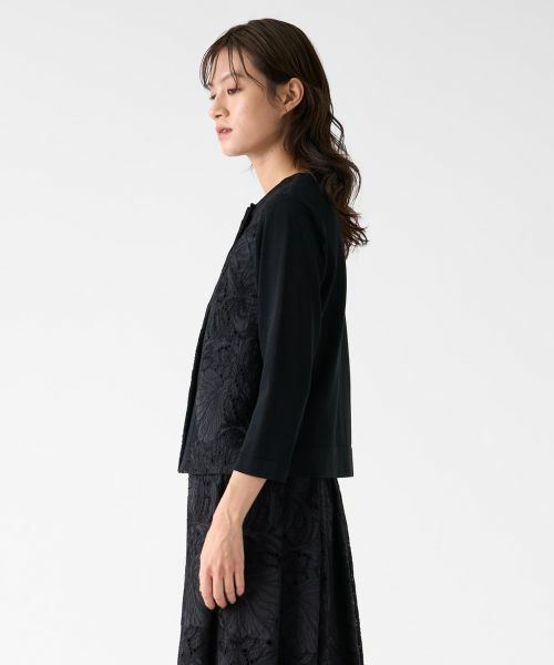 ランバンコレクション　半袖カーディガン　38サイズ　黒 7分袖カーディガン&半袖Tシャツ アンサンブル[品番：TKQJ0014981