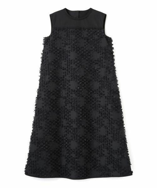 LANVIN COLLECTION / ランバン コレクション ドレス | リボンレリーフジャガードワンピース(ブラック)