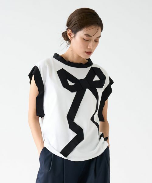 LANVIN COLLECTION / ランバン コレクション カットソー | グログランリボンカットソー | 詳細1