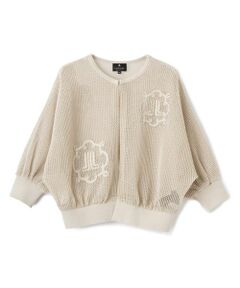 LANVIN COLLECTION / ランバン コレクション ニット・セーター | ロゴ刺繍メッシュカーディガン