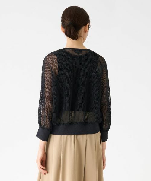 LANVIN COLLECTION / ランバン コレクション ニット・セーター | ロゴ刺繍メッシュカーディガン | 詳細10