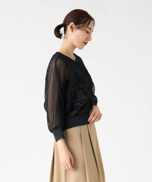 LANVIN COLLECTION / ランバン コレクション ニット・セーター | ロゴ刺繍メッシュカーディガン | 詳細11
