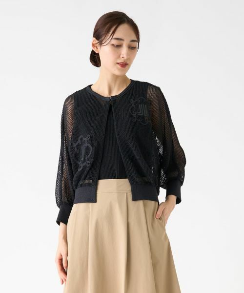 LANVIN COLLECTION / ランバン コレクション ニット・セーター | ロゴ刺繍メッシュカーディガン | 詳細12