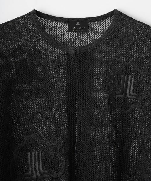 LANVIN COLLECTION / ランバン コレクション ニット・セーター | ロゴ刺繍メッシュカーディガン | 詳細16