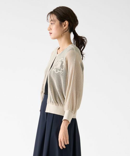 LANVIN COLLECTION / ランバン コレクション ニット・セーター | ロゴ刺繍メッシュカーディガン | 詳細2
