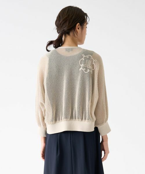 LANVIN COLLECTION / ランバン コレクション ニット・セーター | ロゴ刺繍メッシュカーディガン | 詳細3