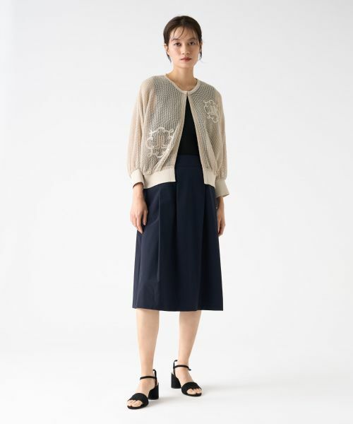 LANVIN COLLECTION / ランバン コレクション ニット・セーター | ロゴ刺繍メッシュカーディガン | 詳細6