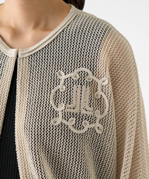 LANVIN COLLECTION / ランバン コレクション ニット・セーター | ロゴ刺繍メッシュカーディガン | 詳細7
