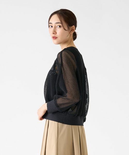 LANVIN COLLECTION / ランバン コレクション ニット・セーター | ロゴ刺繍メッシュカーディガン | 詳細9