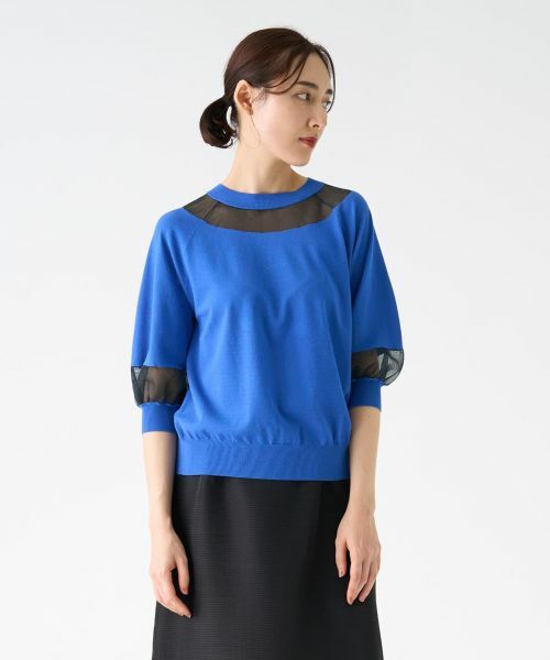 LANVIN COLLECTION / ランバン コレクション ニット・セーター | シアーブロッキングニットトップス | 詳細12