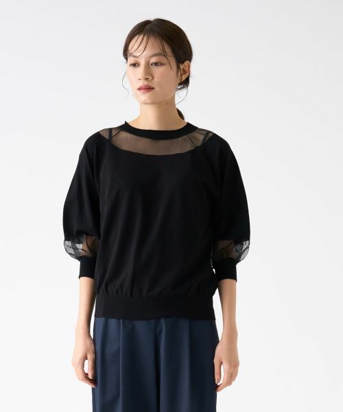 LANVIN COLLECTION / ランバン コレクション ニット・セーター | シアーブロッキングニットトップス | 詳細15