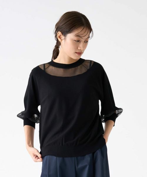 LANVIN COLLECTION / ランバン コレクション ニット・セーター | シアーブロッキングニットトップス | 詳細19