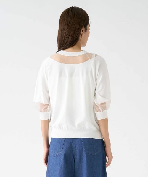 LANVIN COLLECTION / ランバン コレクション ニット・セーター | シアーブロッキングニットトップス | 詳細3