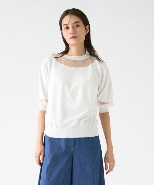 LANVIN COLLECTION / ランバン コレクション ニット・セーター | シアーブロッキングニットトップス | 詳細5