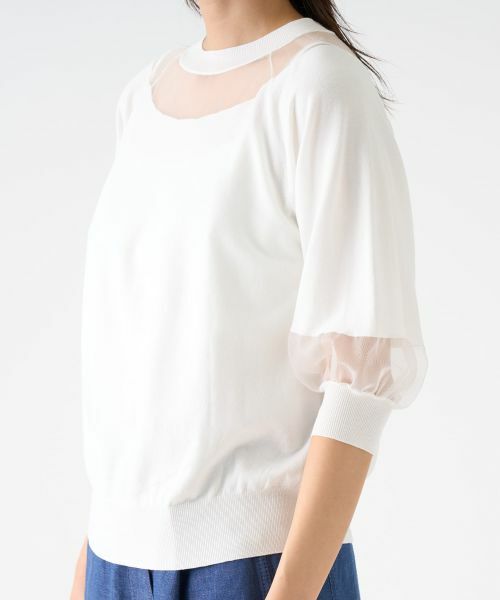 LANVIN COLLECTION / ランバン コレクション ニット・セーター | シアーブロッキングニットトップス | 詳細7