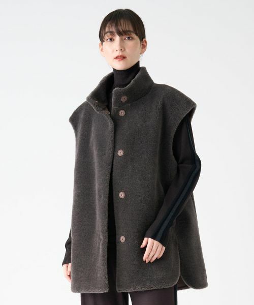 【新品タグ付き】ランバン　LANVIN カシミヤ混　アンゴラ混　グレー　コート LANVIN en Bleu｜ランバン オン ブルーのコート通販｜ELLE SHOP