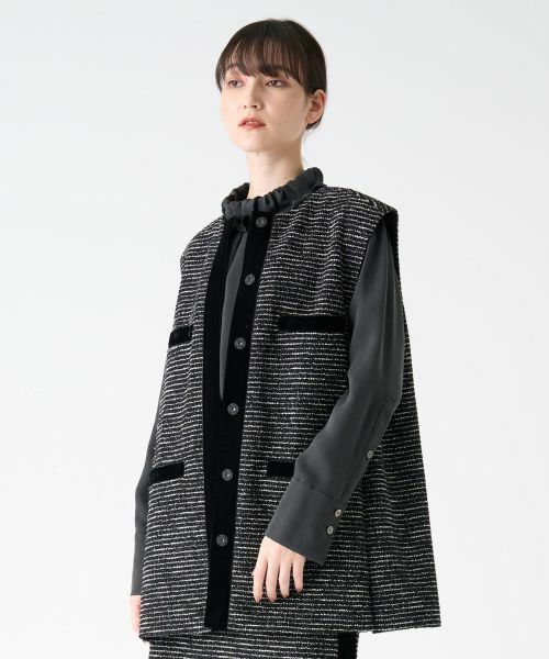 LANVIN COLLECTION / ランバン コレクション テーラードジャケット | ネップボーダージレ | 詳細1