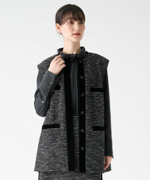 LANVIN COLLECTION / ランバン コレクション テーラードジャケット | ネップボーダージレ | 詳細2