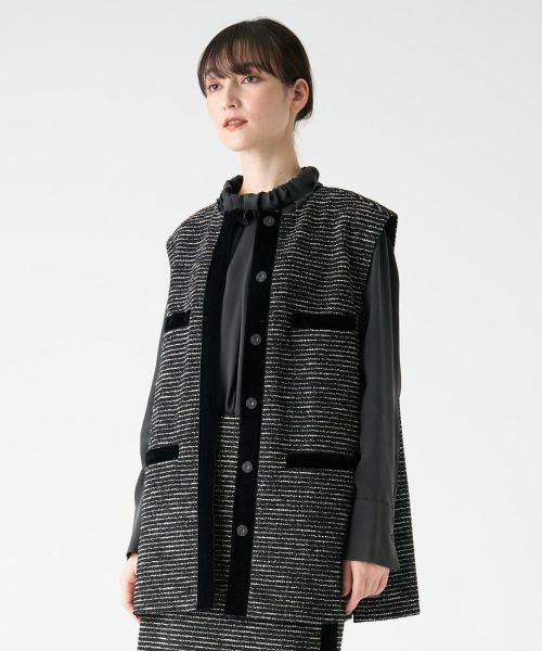 LANVIN COLLECTION / ランバン コレクション テーラードジャケット | ネップボーダージレ | 詳細4