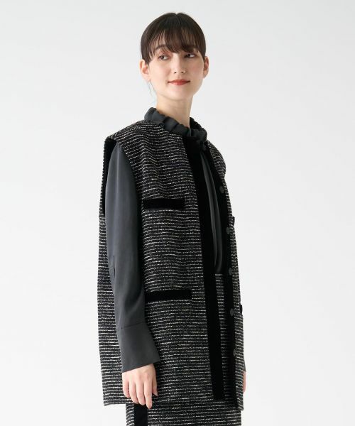 LANVIN COLLECTION / ランバン コレクション テーラードジャケット | ネップボーダージレ | 詳細5