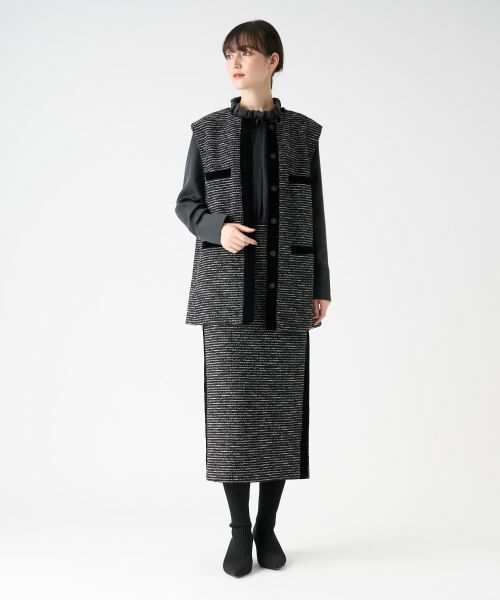 LANVIN COLLECTION / ランバン コレクション テーラードジャケット | ネップボーダージレ | 詳細6