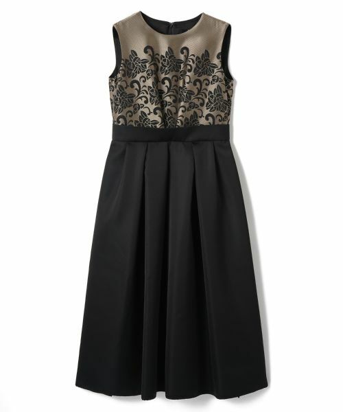 LANVIN COLLECTION / ランバン コレクション ドレス | スリーローズジャカードドッキングワンピース(キャメル)