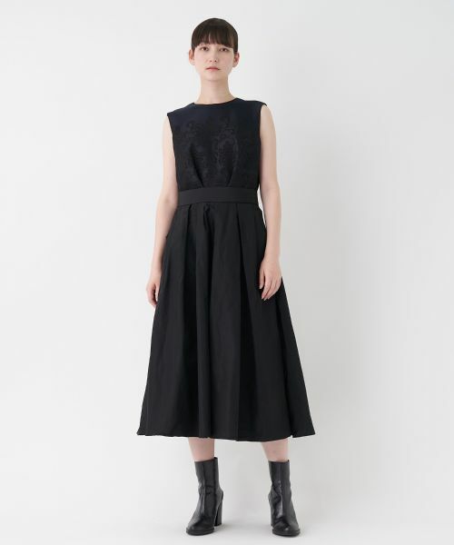 LANVIN COLLECTION / ランバン コレクション ドレス | スリーローズジャカードドッキングワンピース(ブルー)