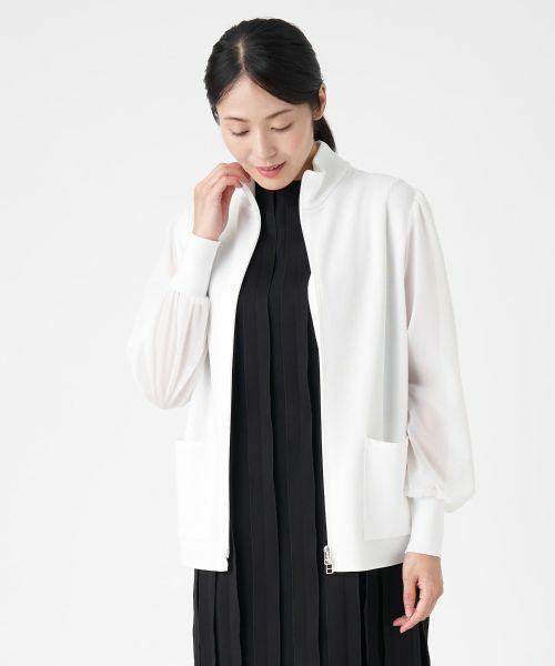 LANVIN COLLECTION / ランバン コレクション テーラードジャケット | ドッキングニットジップジャケット | 詳細1