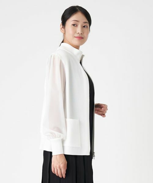 LANVIN COLLECTION / ランバン コレクション テーラードジャケット | ドッキングニットジップジャケット | 詳細4