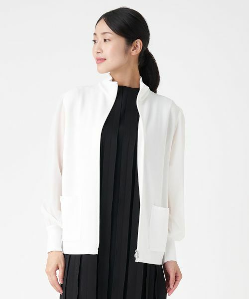LANVIN COLLECTION/ランバン コレクション ドッキングニットジップジャケット オフホワイト 38 LANVIN COLLECTION/ランバン コレクション ドッキングニットジップジャケット オフホワイト 38