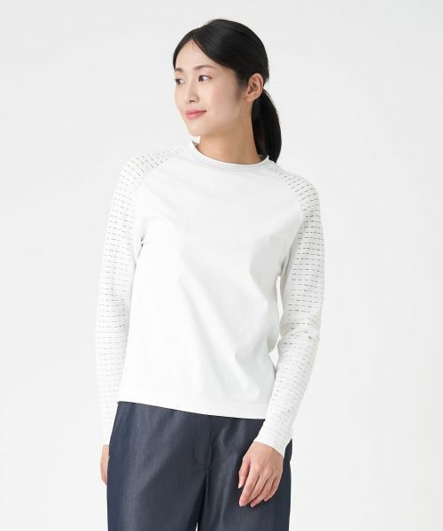 LANVIN COLLECTION / ランバン コレクション カットソー | メッシュスリーブドッキングカットソー | 詳細1