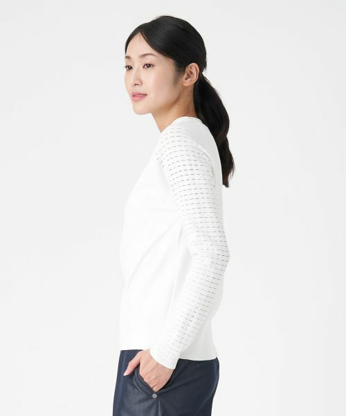 LANVIN COLLECTION / ランバン コレクション カットソー | メッシュスリーブドッキングカットソー | 詳細4