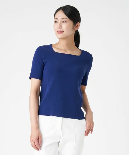 LANVIN COLLECTION/ランバン コレクション スクエアネックセーター ブルー 38 LANVIN COLLECTION/ランバン コレクション スクエアネックセーター ブルー 38