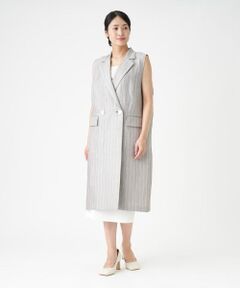 LANVIN COLLECTION / ランバン コレクション テーラードジャケット | 【セットアップ対応商品】ピンストライプロングベスト
