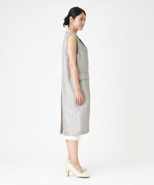 LANVIN COLLECTION / ランバン コレクション テーラードジャケット | 【セットアップ対応商品】ピンストライプロングベスト | 詳細4