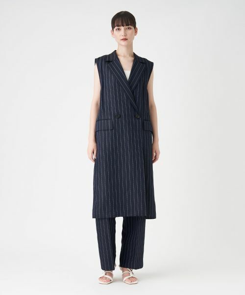 LANVIN COLLECTION / ランバン コレクション テーラードジャケット | 【セットアップ対応商品】ピンストライプロングベスト | 詳細7